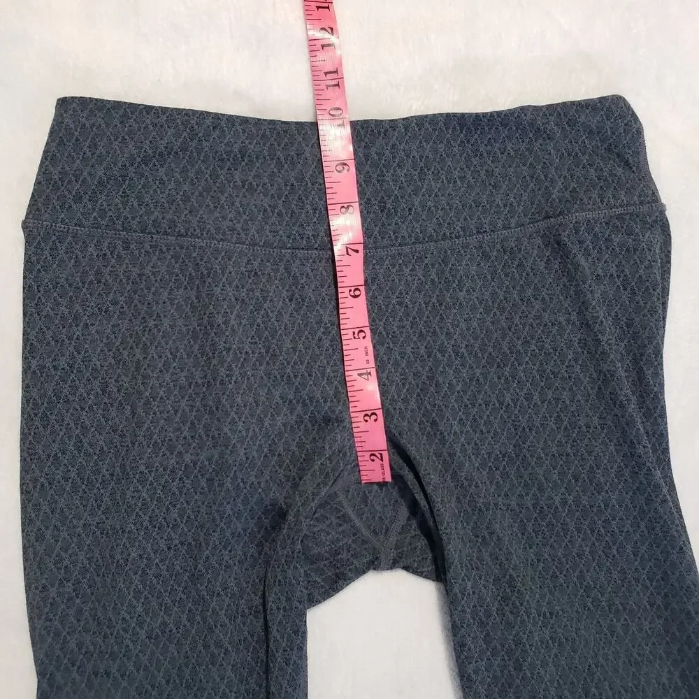 prAna Ruched Yoga Leggings Women's Medium Gray‎ Diamond Print Stretch Activewear